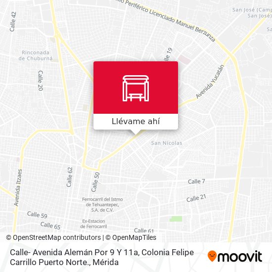 Mapa de Calle- Avenida Alemán Por 9 Y 11a, Colonia Felipe Carrillo Puerto Norte.