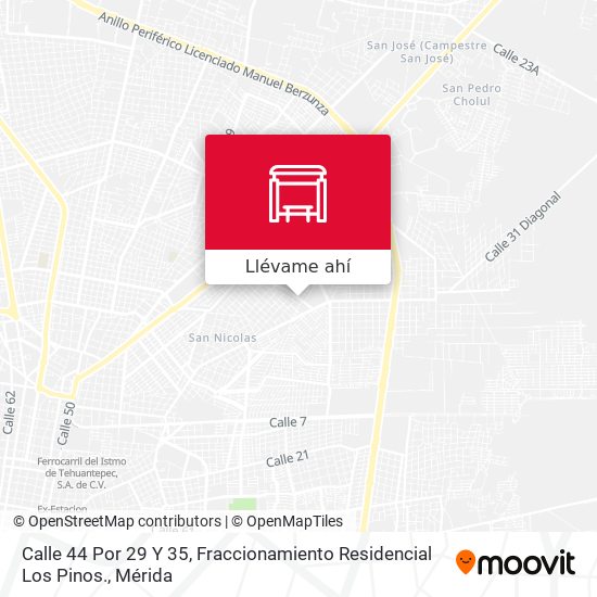 Mapa de Calle 44 Por 29 Y 35, Fraccionamiento Residencial Los Pinos.