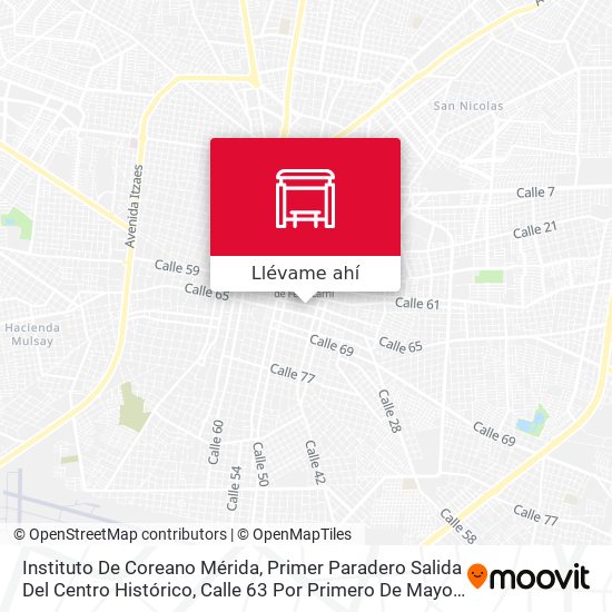 Mapa de Instituto De Coreano Mérida, Primer Paradero Salida Del Centro Histórico, Calle 63 Por Primero De Mayo Y 44, Centro