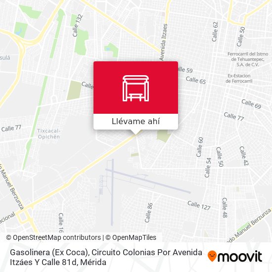 Mapa de Gasolinera (Ex Coca), Circuito Colonias Por Avenida Itzáes Y Calle 81d