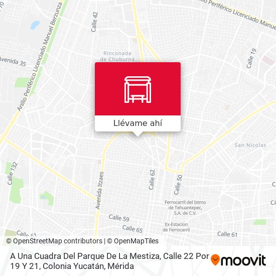 Mapa de A Una Cuadra Del Parque De La Mestiza, Calle 22 Por 19 Y 21, Colonia Yucatán