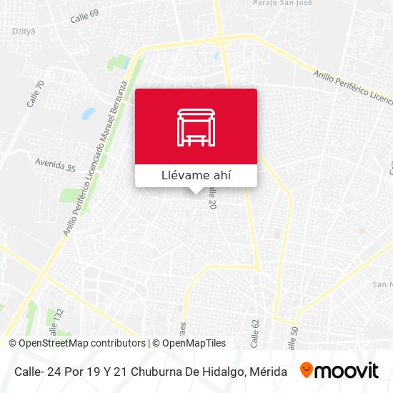 Mapa de Calle- 24 Por 19 Y 21 Chuburna De Hidalgo
