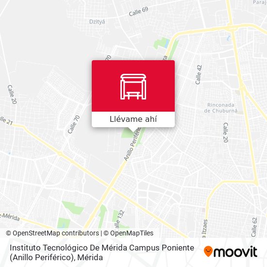 Mapa de Instituto Tecnológico De Mérida Campus Poniente (Anillo Periférico)