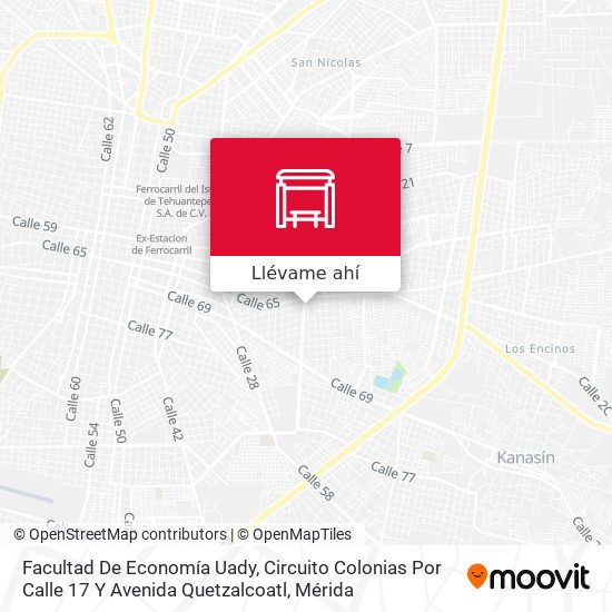 Mapa de Facultad De Economía Uady, Circuito Colonias Por Calle 17 Y Avenida Quetzalcoatl