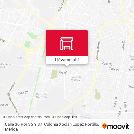 Mapa de Calle 36 Por 35 Y 37, Colonia Xoclán López Portillo