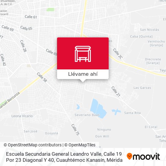Mapa de Escuela Secundaria General Leandro Valle, Calle 19 Por 23 Diagonal Y 40, Cuauhtémoc Kanasín