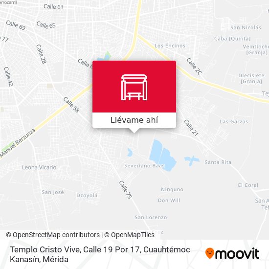 Mapa de Templo Cristo Vive, Calle 19 Por 17, Cuauhtémoc Kanasín