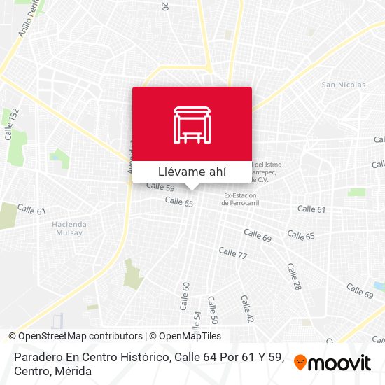 Mapa de Paradero En Centro Histórico, Calle 64 Por 61 Y 59, Centro