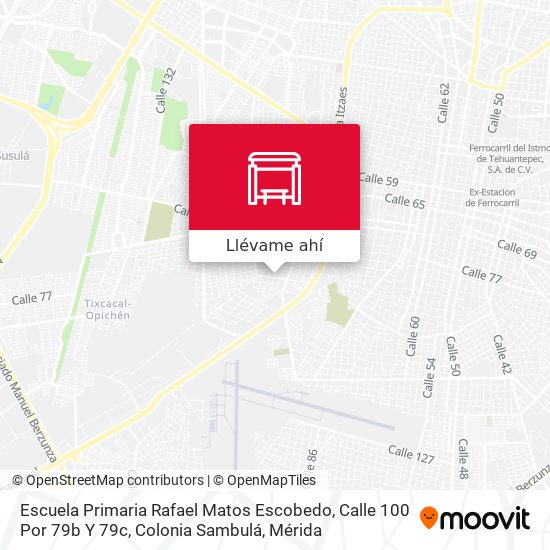 Mapa de Escuela Primaria Rafael Matos Escobedo, Calle 100 Por 79b Y 79c, Colonia Sambulá