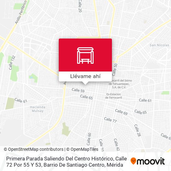 Mapa de Primera Parada Saliendo Del Centro Histórico, Calle 72 Por 55 Y 53, Barrio De Santiago Centro