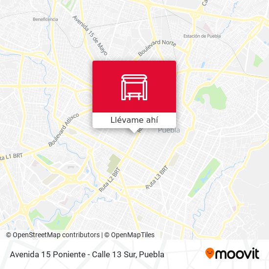 Mapa de Avenida 15 Poniente - Calle 13 Sur