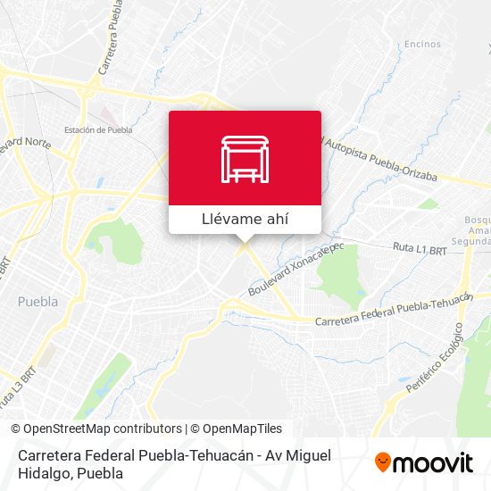 Mapa de Carretera Federal Puebla-Tehuacán - Av Miguel Hidalgo