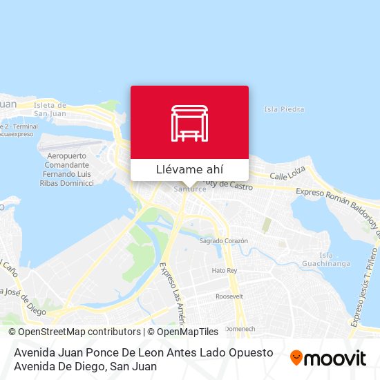 Mapa de Avenida Juan Ponce De Leon Antes Lado Opuesto Avenida De Diego