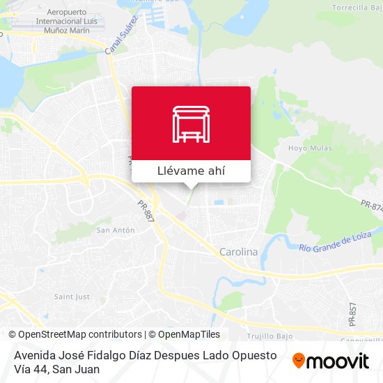 Mapa de Avenida José Fidalgo Díaz Despues Lado Opuesto Vía 44