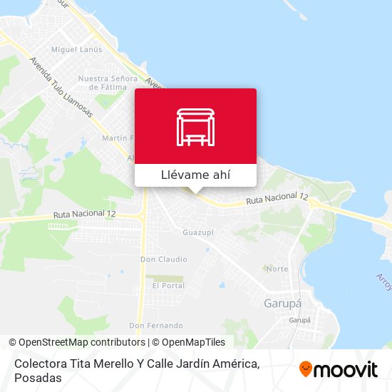 Mapa de Colectora Tita Merello Y Calle Jardín América
