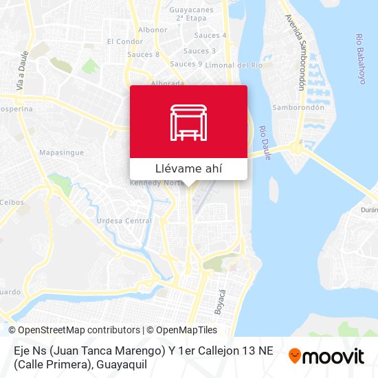 Mapa de Eje Ns (Juan Tanca Marengo) Y 1er Callejon 13 NE (Calle Primera)