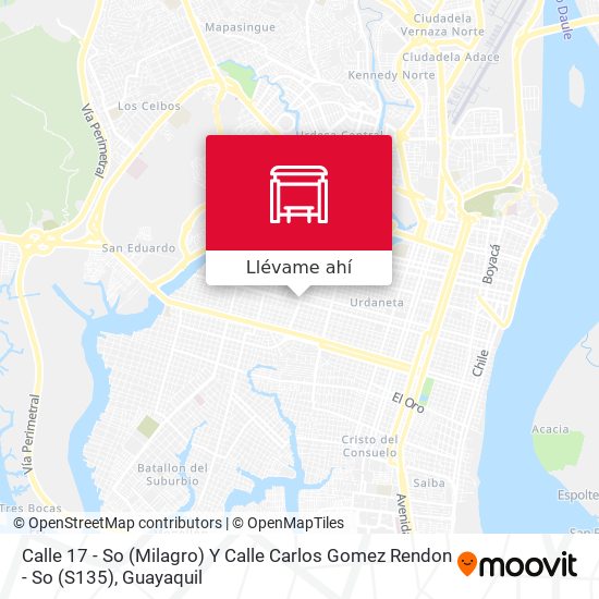 Mapa de Calle  17 - So (Milagro)  Y  Calle Carlos Gomez Rendon - So (S135)