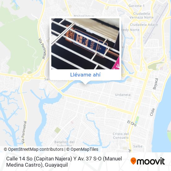 Mapa de Calle 14 So (Capitan Najera) Y Av. 37 S-O (Manuel Medina Castro)