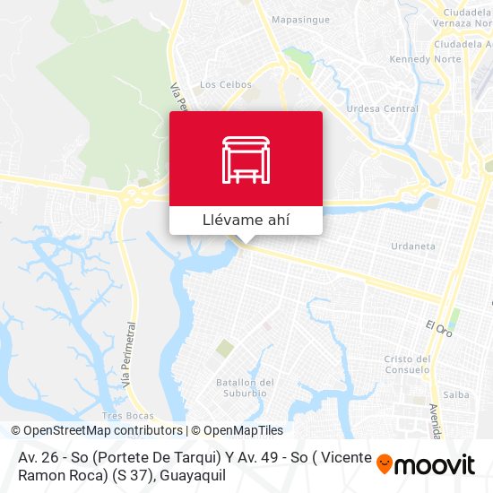 Mapa de Av. 26 - So  (Portete De Tarqui)  Y  Av. 49 - So ( Vicente Ramon Roca) (S 37)