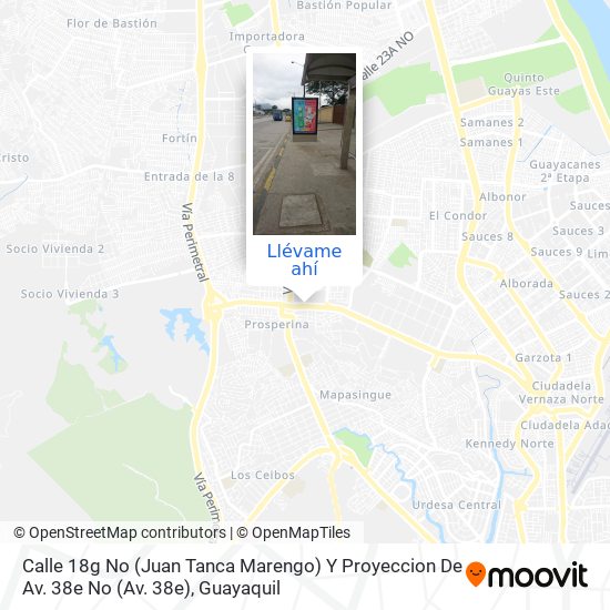 Mapa de Calle 18g No (Juan Tanca Marengo) Y Proyeccion De Av. 38e No (Av. 38e)