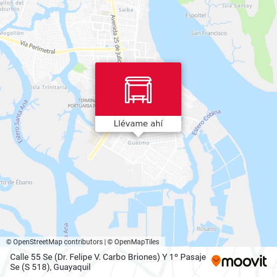 Mapa de Calle 55 Se (Dr. Felipe V. Carbo Briones) Y 1º Pasaje Se (S 518)