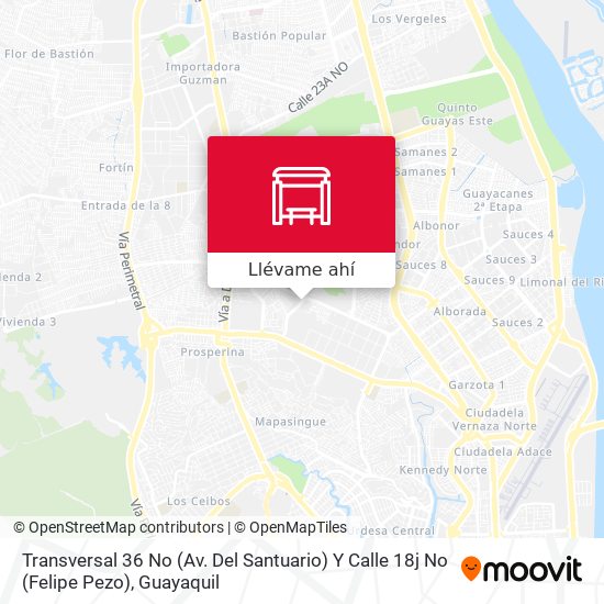 Mapa de Transversal 36 No (Av. Del Santuario) Y Calle 18j No (Felipe Pezo)