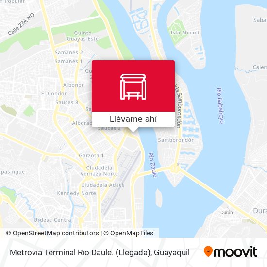 Mapa de Metrovía  Terminal Río Daule. (Llegada)