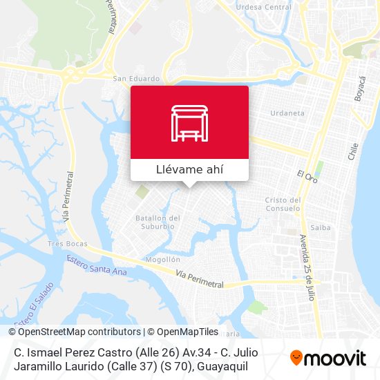 Mapa de C. Ismael Perez Castro (Alle 26) Av.34 - C. Julio Jaramillo Laurido (Calle 37) (S 70)