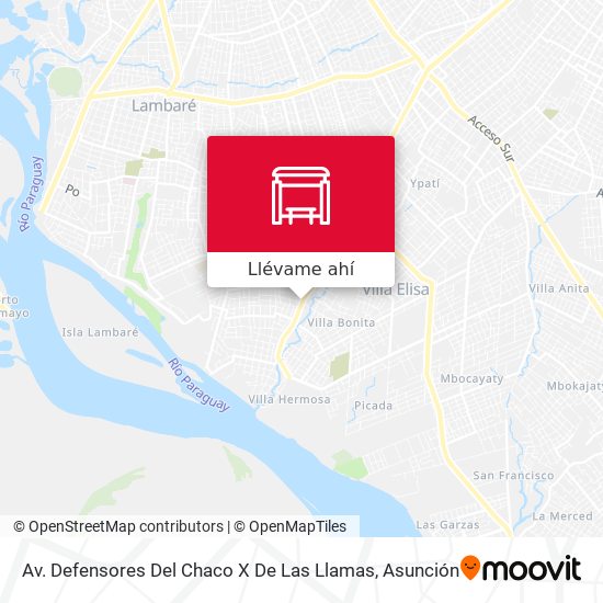 Mapa de Av. Defensores Del Chaco X De Las Llamas