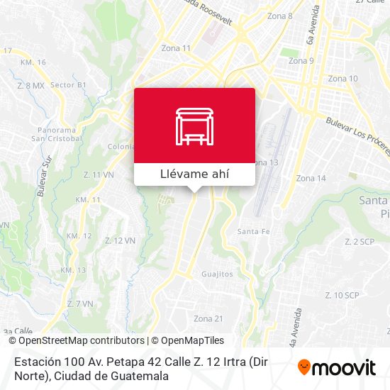 Mapa de Estación 100 Av. Petapa 42 Calle Z. 12 Irtra (Dir Norte)