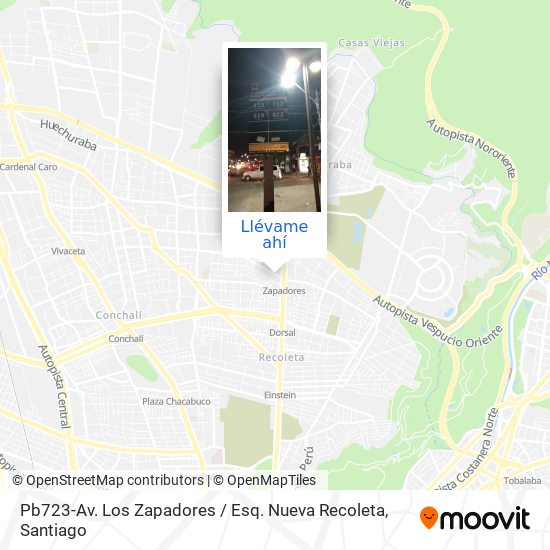 Mapa de Pb723-Av. Los Zapadores / Esq. Nueva Recoleta