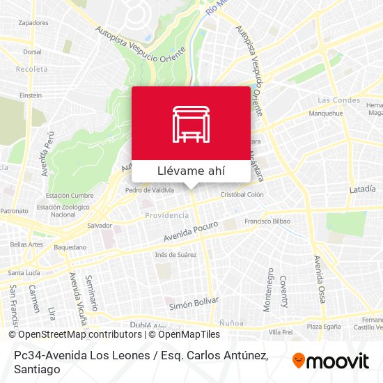 Mapa de Pc34-Avenida Los Leones / Esq. Carlos Antúnez