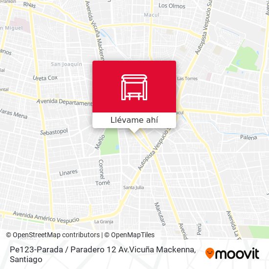 Mapa de Pe123-Parada / Paradero 12 Av.Vicuña Mackenna