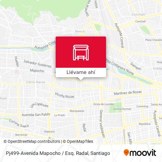 Mapa de Pj499-Avenida Mapocho / Esq. Radal