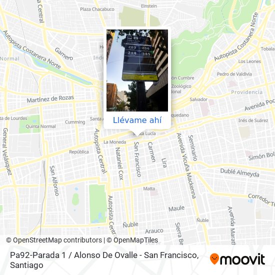 Mapa de Pa92-Parada 1 / Alonso De Ovalle - San Francisco