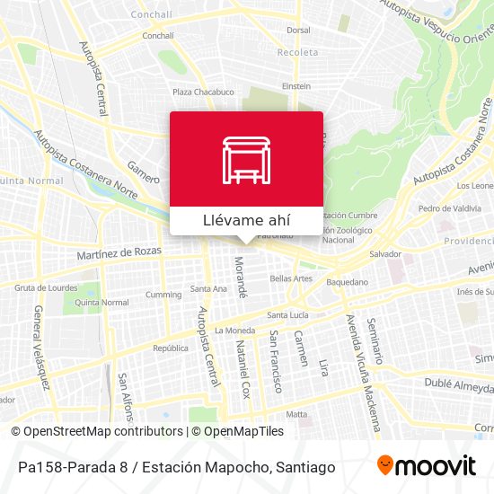 Mapa de Pa158-Parada 8 / Estación Mapocho