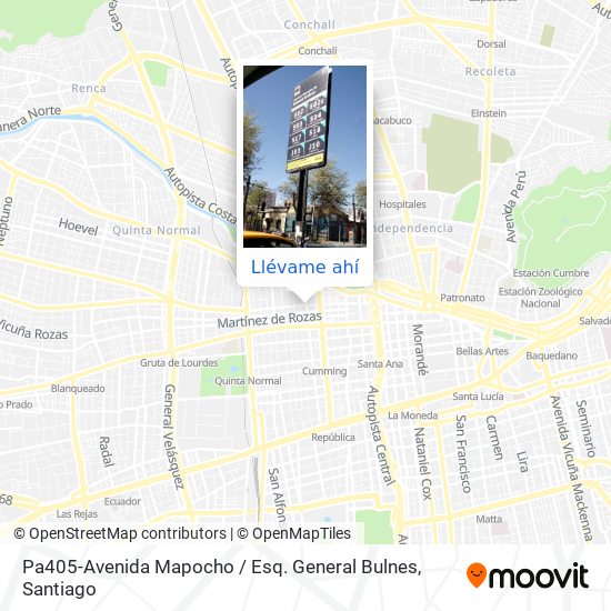 Mapa de Pa405-Avenida Mapocho / Esq. General Bulnes