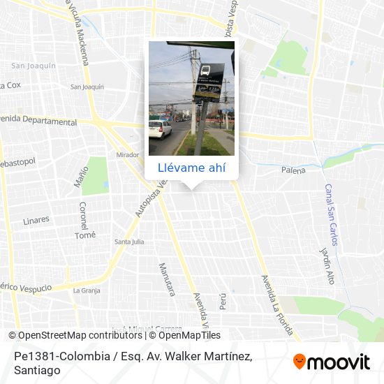 Mapa de Pe1381-Colombia / Esq. Av. Walker Martínez