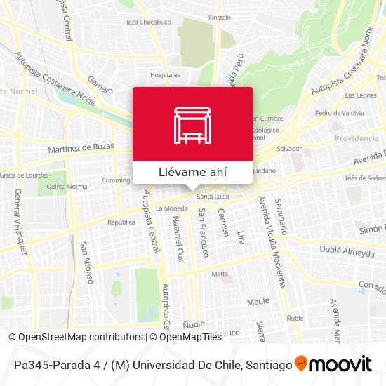 Mapa de Pa345-Parada 4 / (M) Universidad De Chile