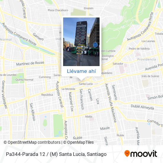 Mapa de Pa344-Parada 12 / (M) Santa Lucía