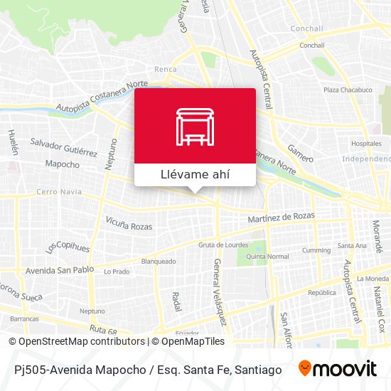 Mapa de Pj505-Avenida Mapocho / Esq. Santa Fe