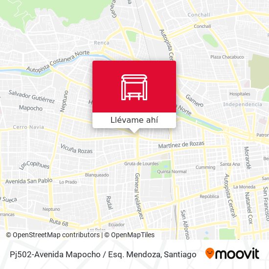 Mapa de Pj502-Avenida Mapocho / Esq. Mendoza