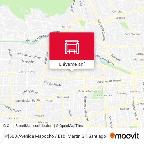 Mapa de Pj500-Avenida Mapocho / Esq. Martín Gil