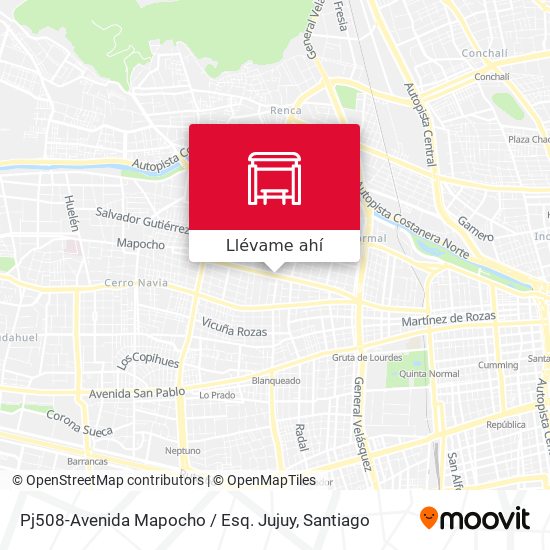 Mapa de Pj508-Avenida Mapocho / Esq. Jujuy