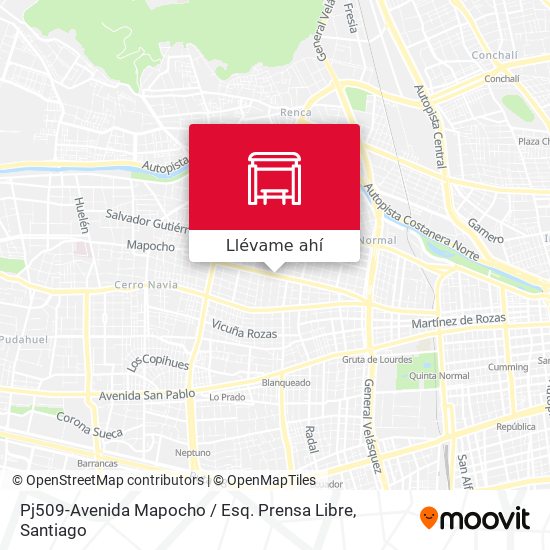 Mapa de Pj509-Avenida Mapocho / Esq. Prensa Libre