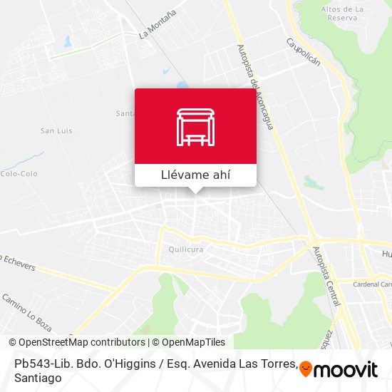 Mapa de Pb543-Lib. Bdo. O'Higgins / Esq. Avenida Las Torres
