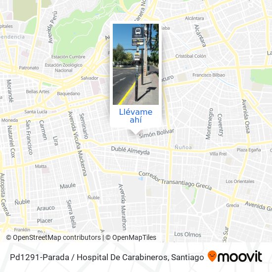 Mapa de Pd1291-Parada / Hospital De Carabineros