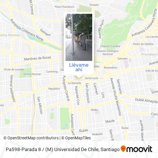 Mapa de Pa598-Parada 8 / (M) Universidad De Chile