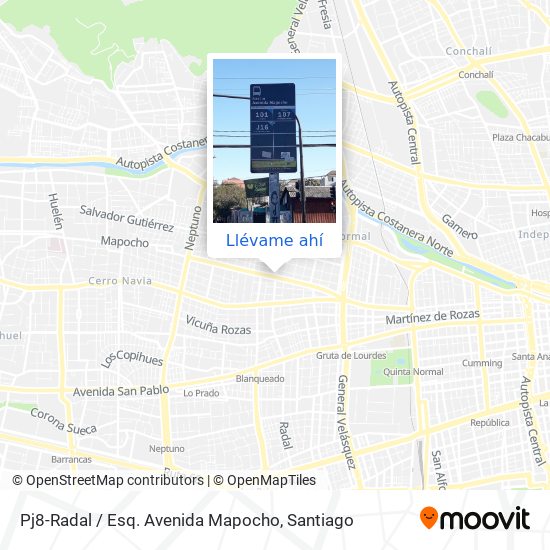 Mapa de Pj8-Radal / Esq. Avenida Mapocho
