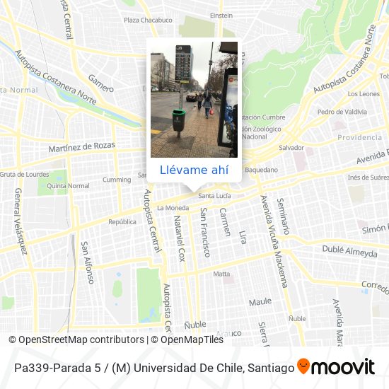 Mapa de Pa339-Parada 5 / (M) Universidad De Chile